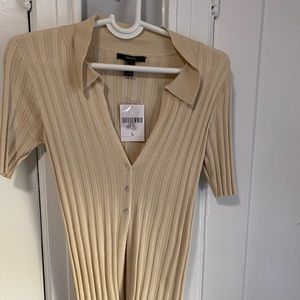 Ribbed sweater from forever 21. The size is large. The color is nude.